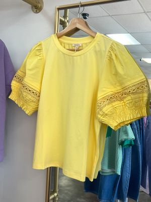 YELLOW PUFF SLEEVE DETAIL TOP