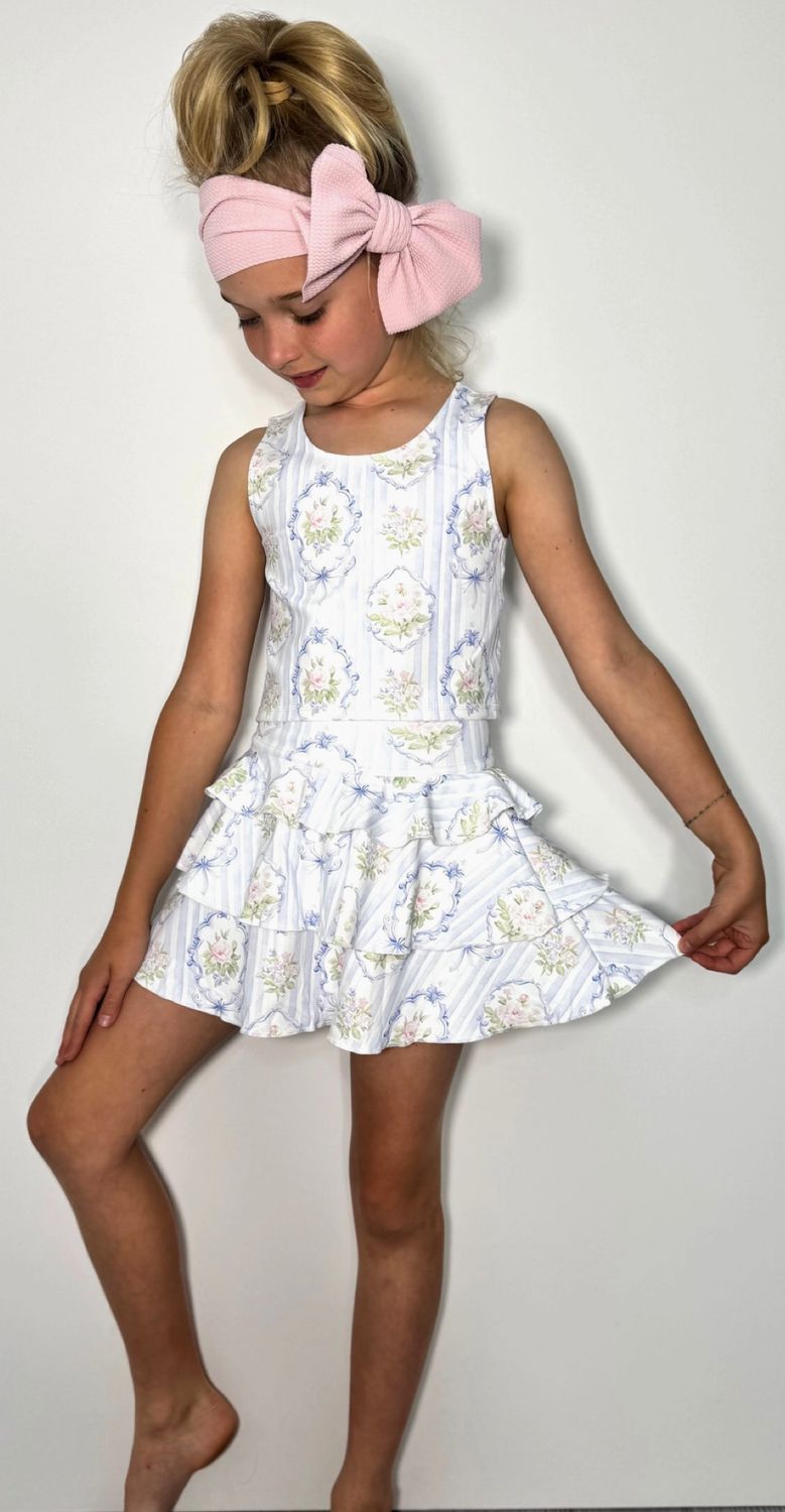PARISIAN BLUE RUFFLES GIRLS SKORT SET