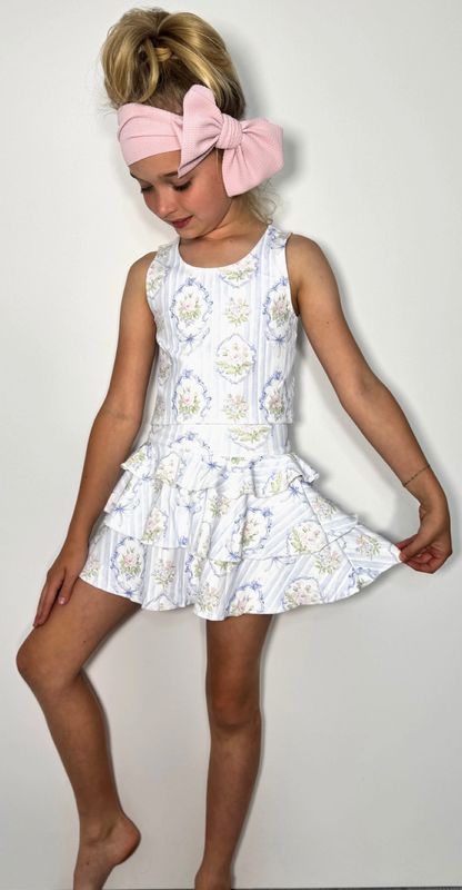 PARISIAN BLUE RUFFLES GIRLS SKORT SET