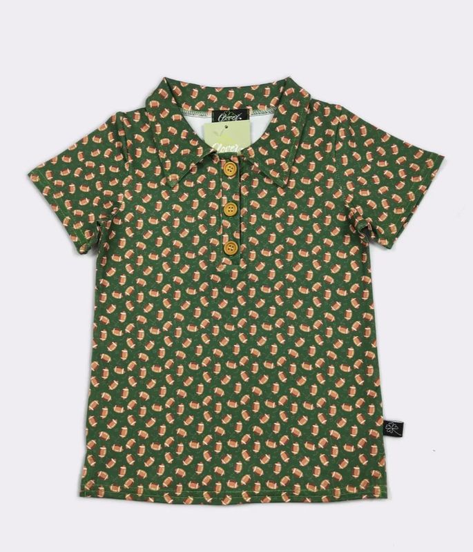GREEN FOOTBALL BOY COLLAR SHIRT 