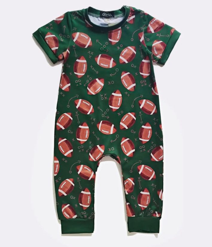 GREEN FOOTBALL BOY ROMPER