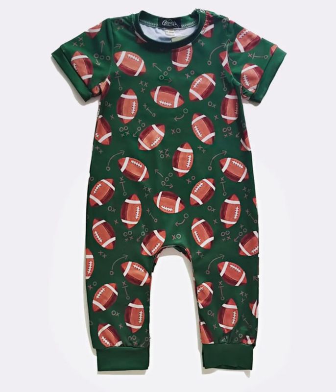 GREEN FOOTBALL BOY ROMPER