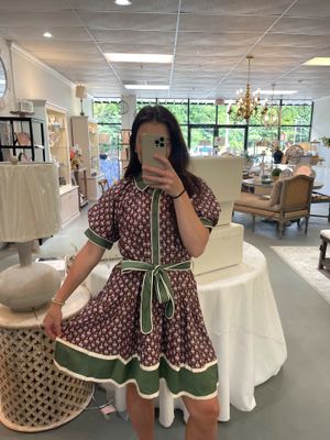 Waist Tie Floral Lovely Dress Brown