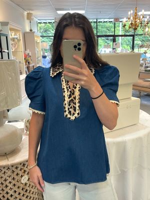Puff Shoulder Lovely Denim Top Denim