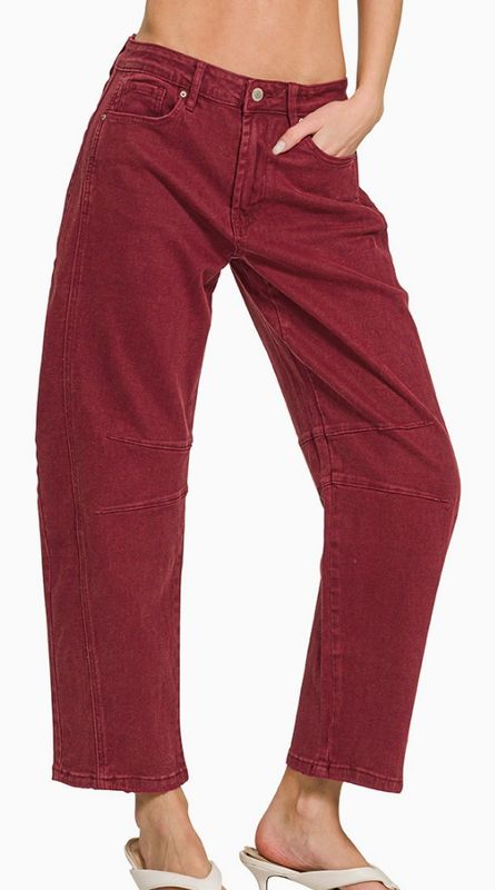 BARREL LEG COLOR DENIM PANTS 