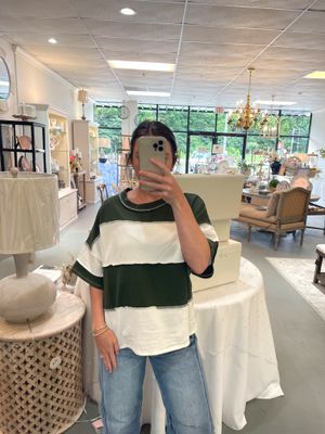 French Terry Color Block Exposed Seam Top