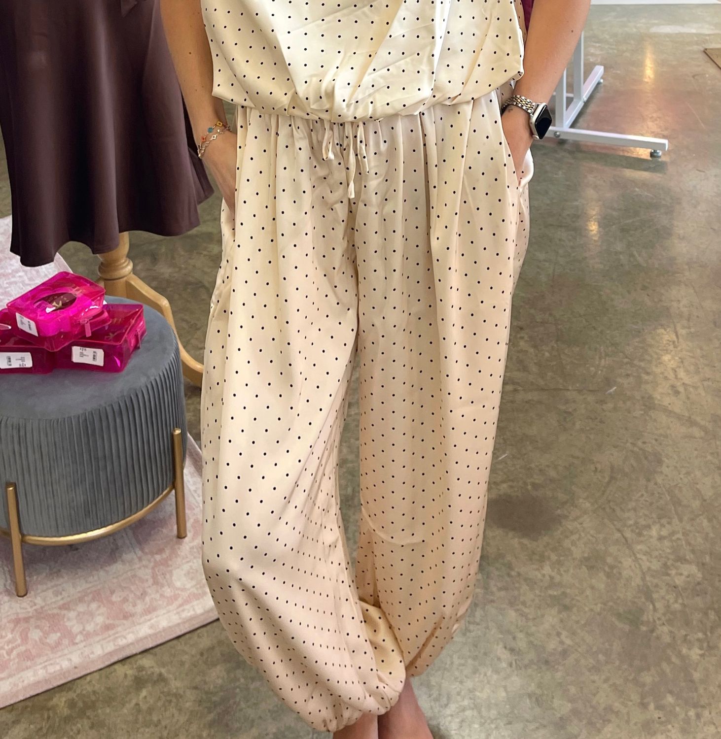 POLKA DOT ELASTIC PANTS