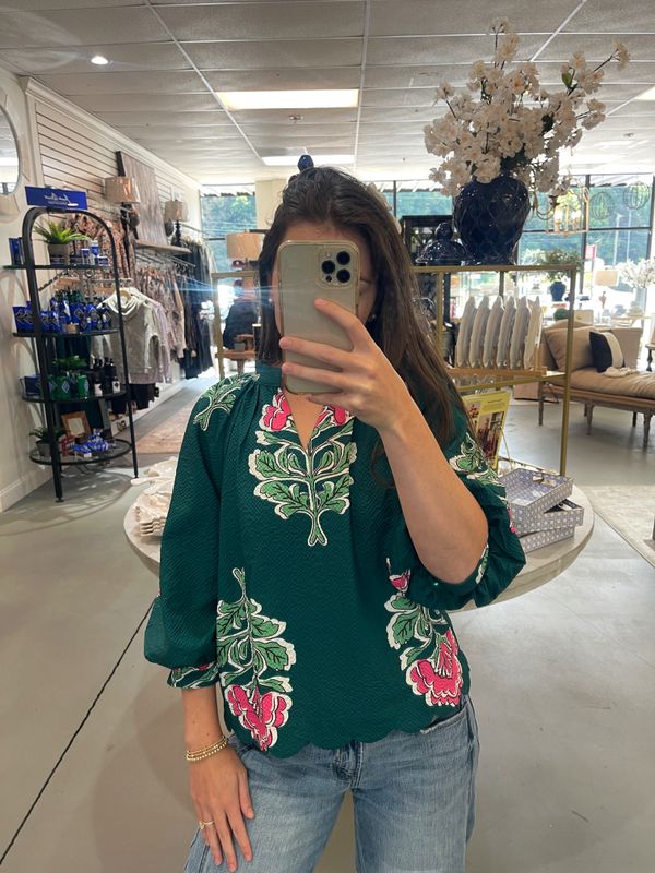 HUNTER GREEN BOTANIC DETAIL TOP