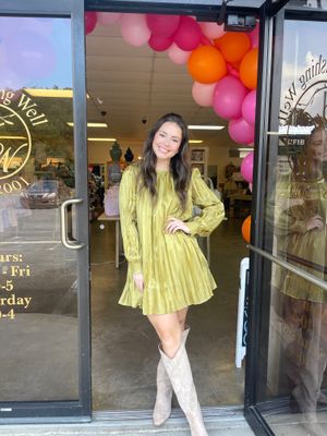 OLIVE GREEN SHIMMER DRESS