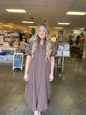 BROWN STRIPE DRESS