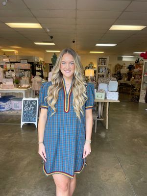 TEAL PLAID DRESS