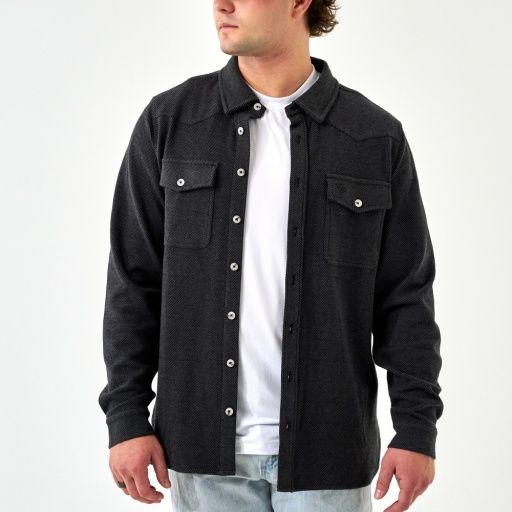 LONG SLEEVE -  AUSTIN SHIRT - HEATHER BLACK, Color: AUSTIN SHIRT HEATHER BLACK, Size: Medium