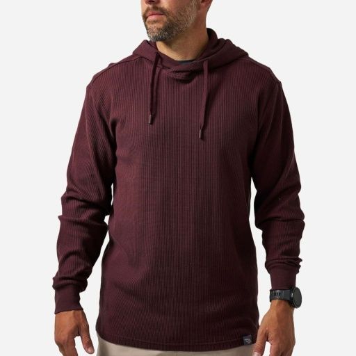 THERMAL HOODIE - MAROON, Color: MAROON, Size: Small