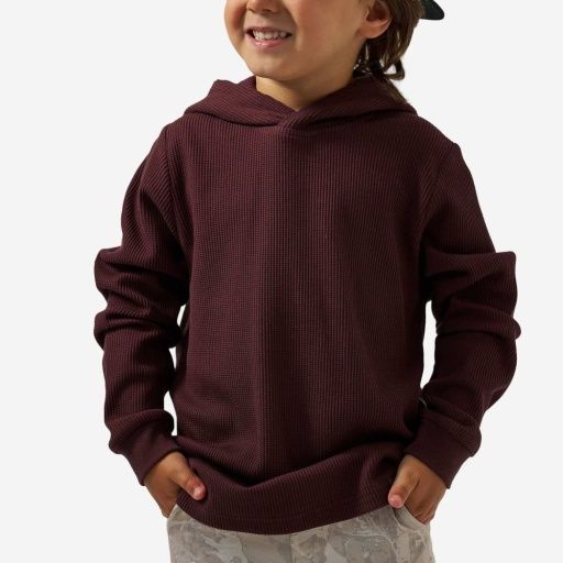YOUTH THERMAL HOODIE - MAROON, Color: MAROON, Size: 3T