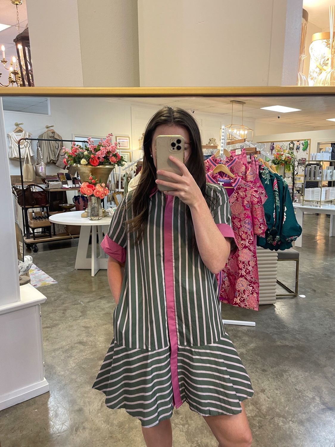 GREEN-PLUM STRIPED DRESS