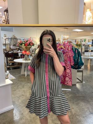 GREEN-PLUM STRIPED DRESS