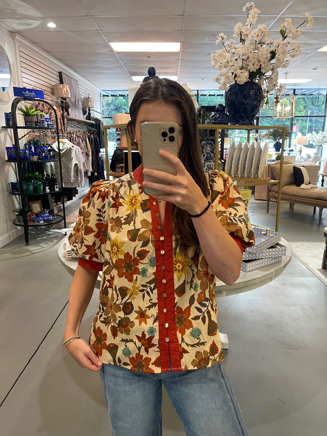 FLORAL PUFF SLEEVE TOP