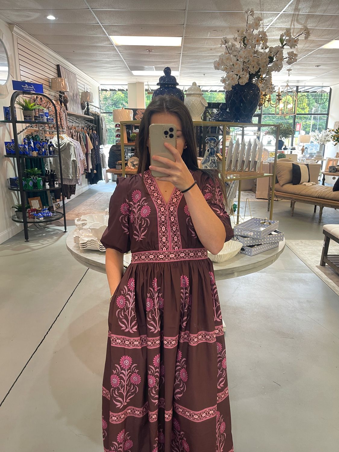 BROWN/PINK FLORAL DRESS