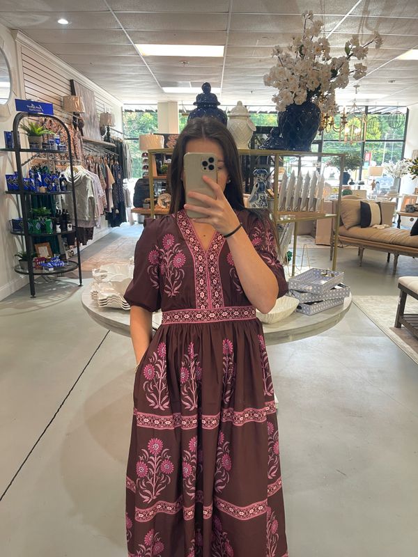 BROWN/PINK FLORAL DRESS