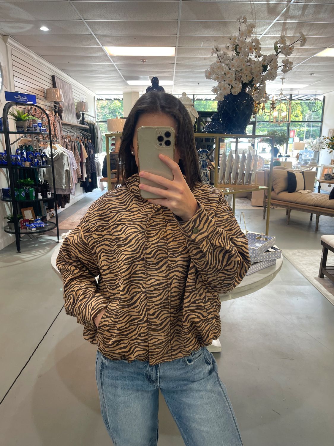 ANIMAL PRINT CAMEL JACKET