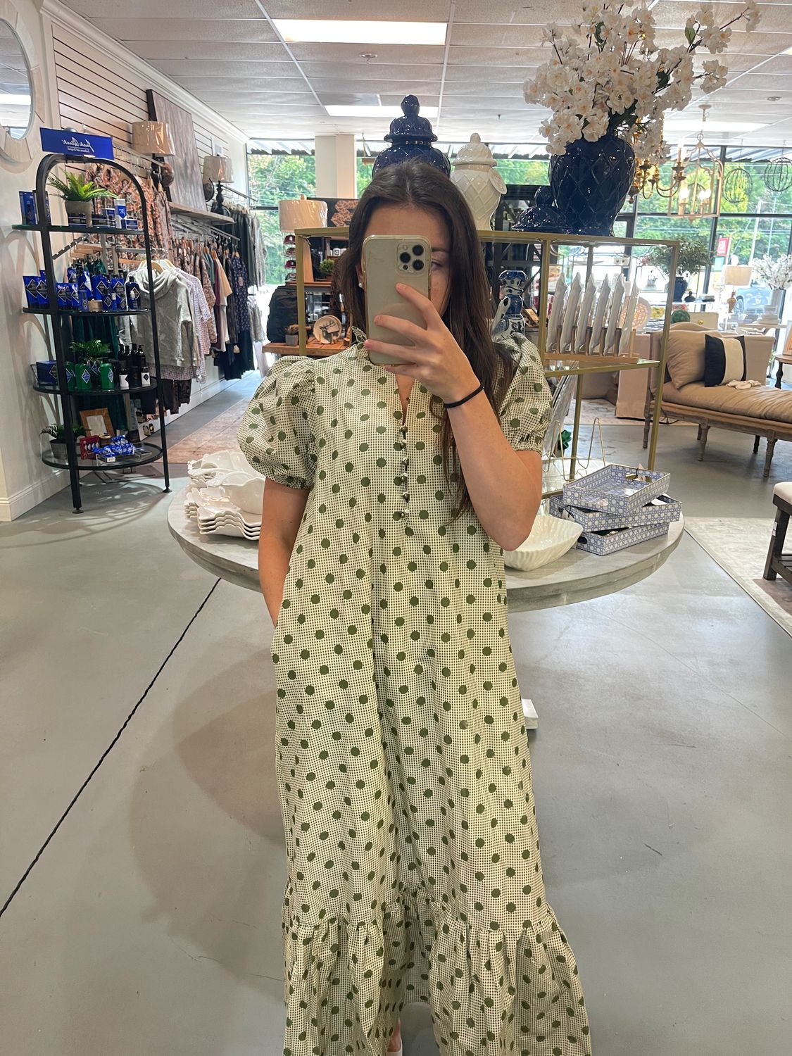 OLIVE DOT DRESS 
