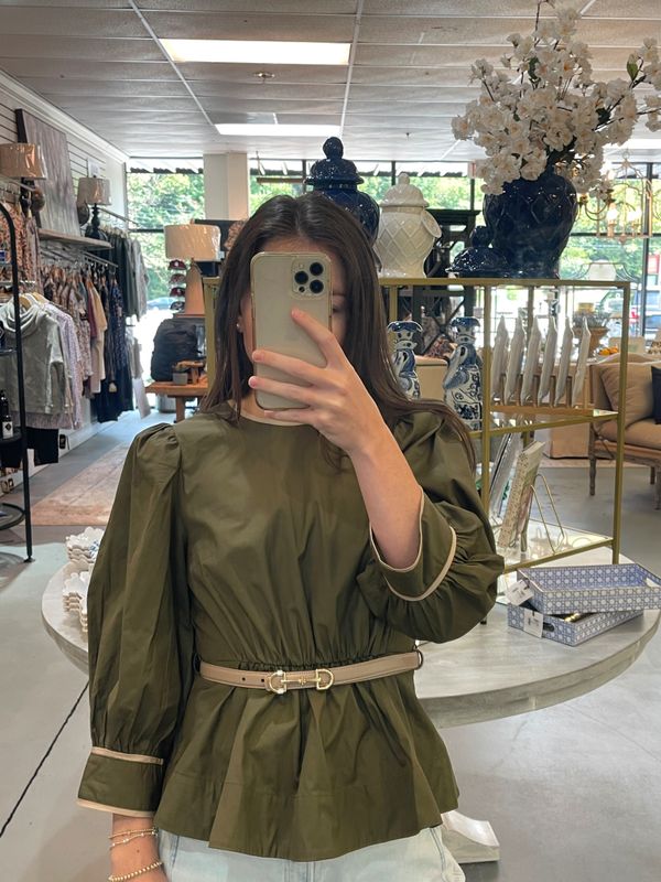 OLIVE LNG PUFF SLEEVE TOP  