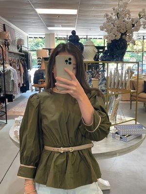 OLIVE LNG PUFF SLEEVE TOP  