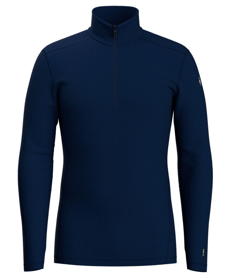 SMARTWOOL MENS CLASSIC THERMAL MERINO 1/4 ZIP BASELAYER TOP 24, Color: DEEP NAVY, Size: MEDIUM
