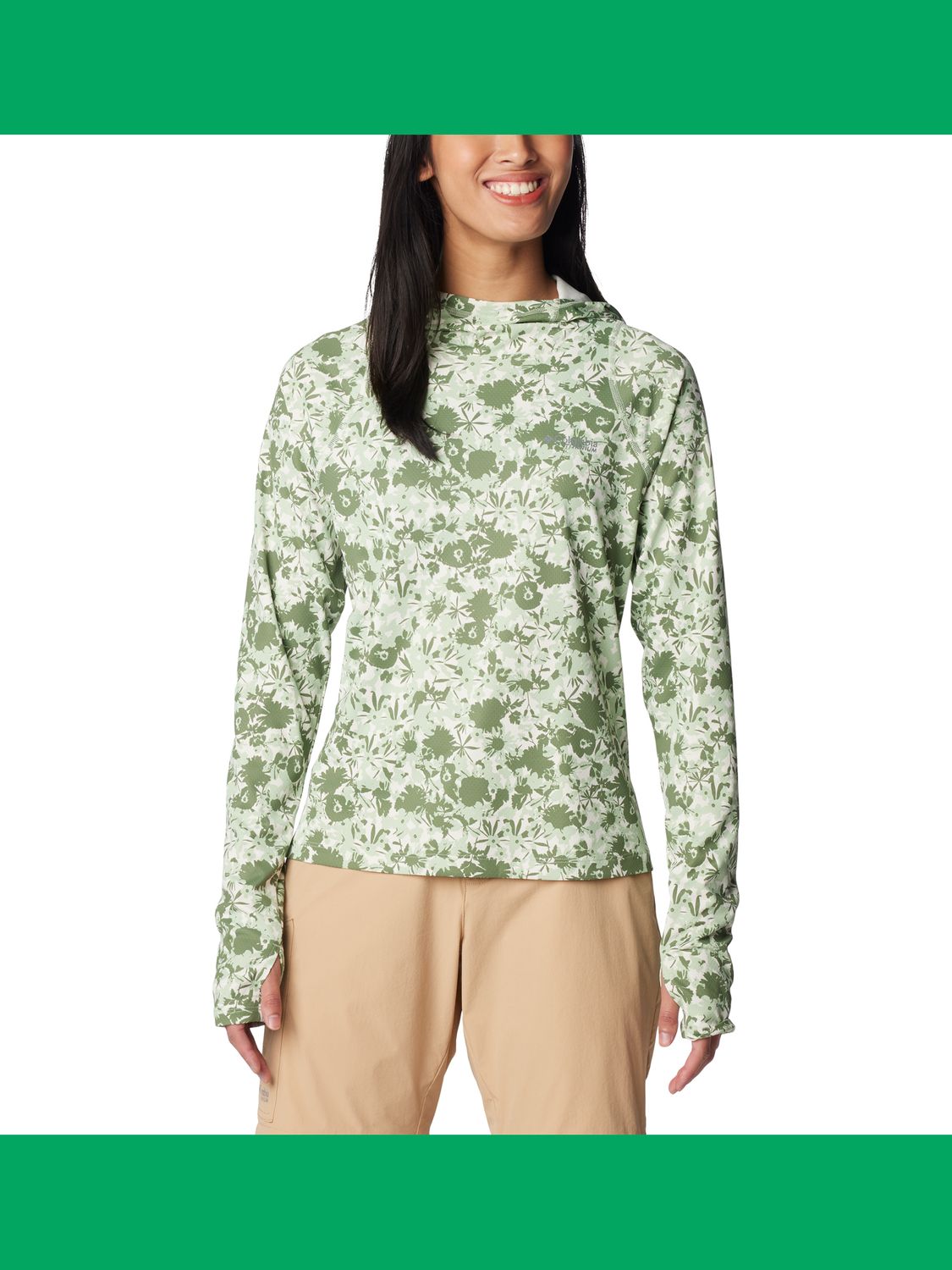 COLUMBIA WOMENS SUMMIT VALLEY HOODIE 24, Color: SAGE LEAF POPFLORID, Size: XS