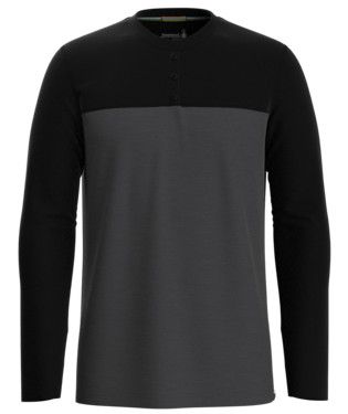 SMARTWOOL MENS LONG SLEEVE COLORBLOCK HENLEY SWEATER 24, Color: BLACK-CHARCOAL HEATHER, Size: SMALL