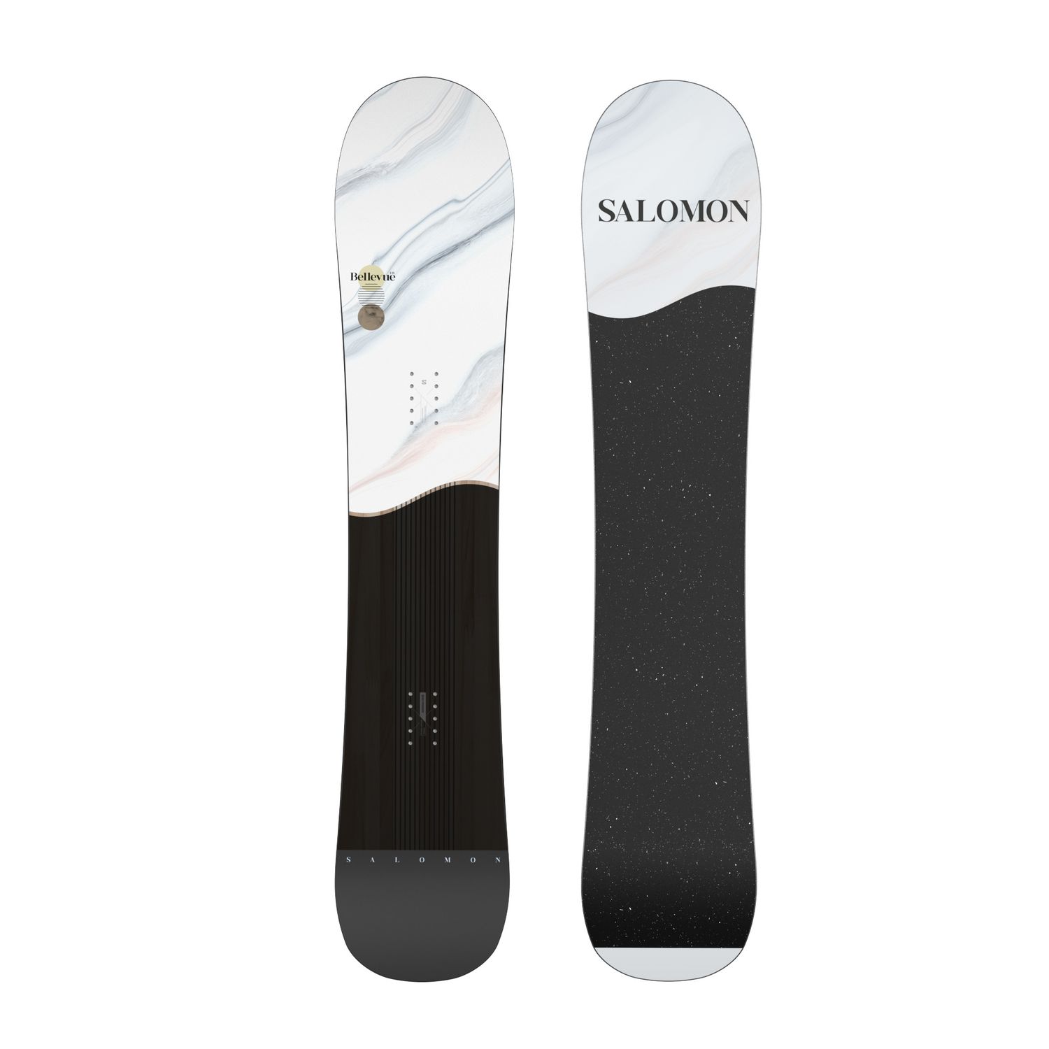 SALOMON WOMENS BELLEVUE SNOWBOARD 24, Color: BLACK/WHITE, Size: 144