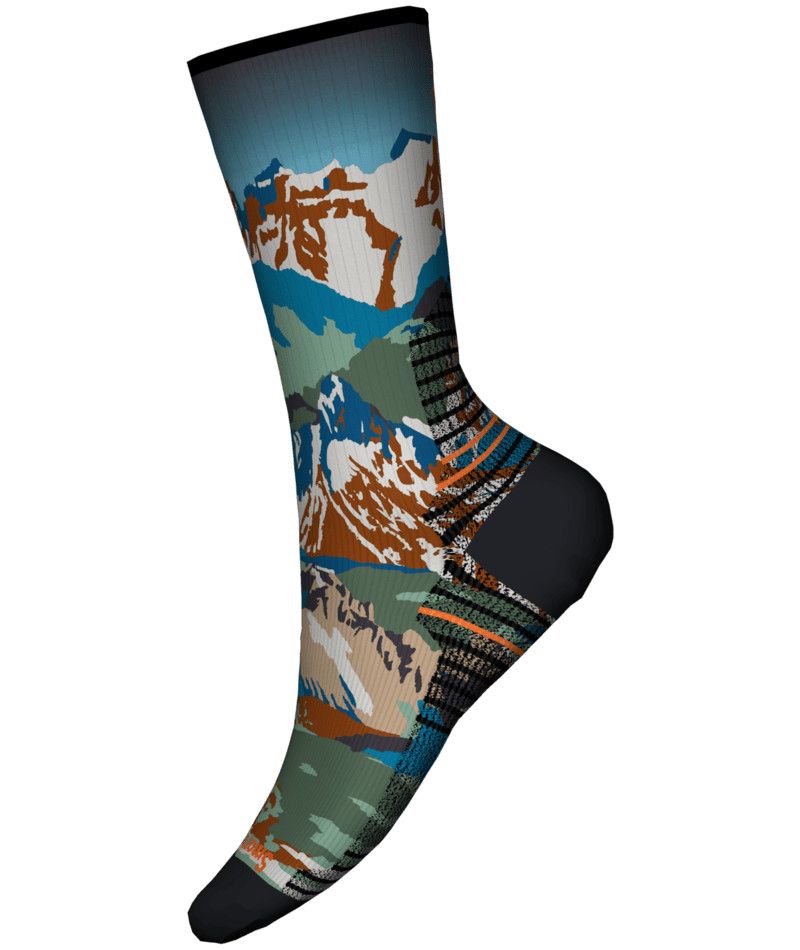 SMARTWOOL MENS HIKE LIGHT CUSHION ALPINE TRAIL PRINT CREW SOCKS 24, Color: WINTER MOSS, Size: MEDIUM