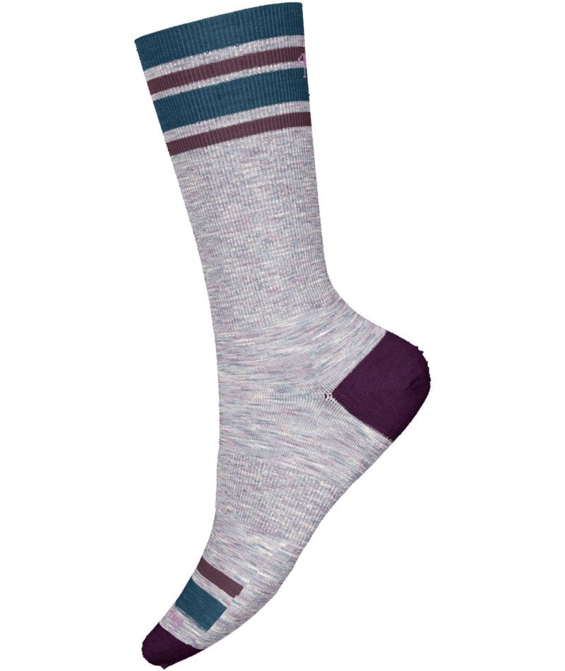 SMARTWOOL UNISEX EVERYDAY TOP SPLIT STRIPE CREW SOCKS 24, Color: PURPLE ECLIPSE, Size: MEDIUM