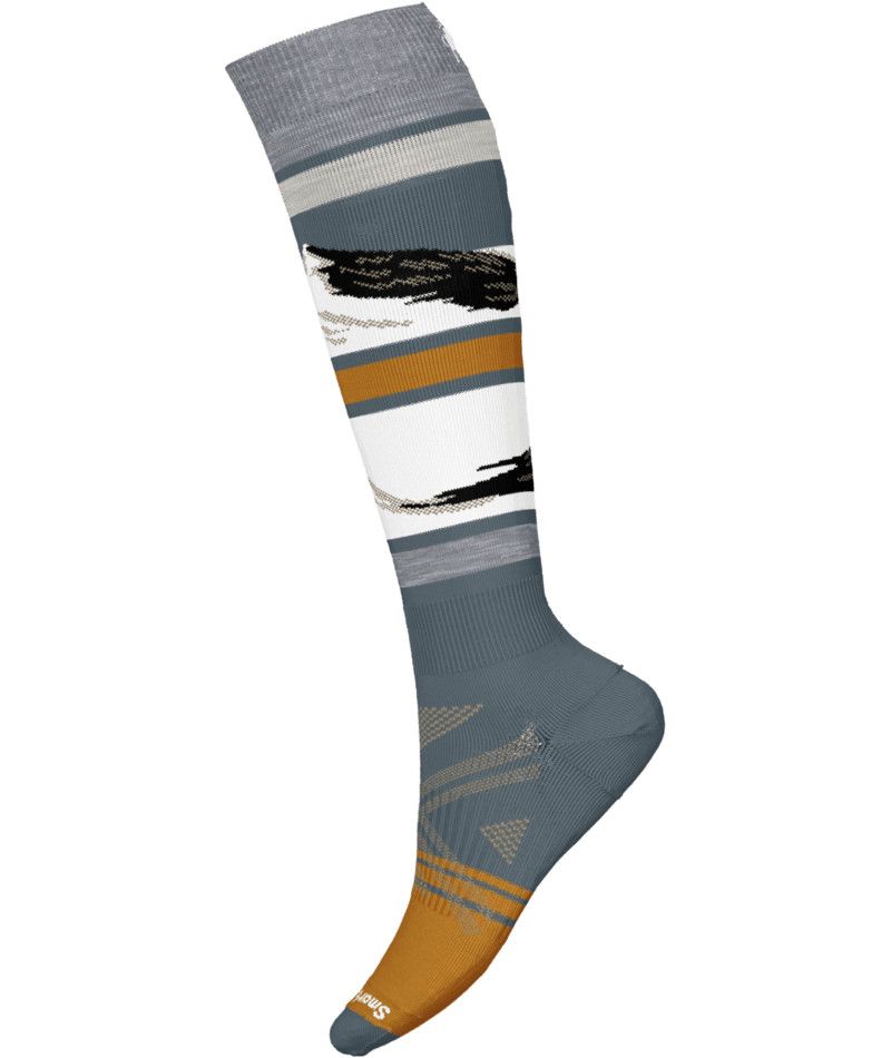 SMARTWOOL MENS SKI FULL CUSHION MIDNIGHT SKI PATTERN OTC SOCKS 24, Color: PEWTER BLUE, Size: MEDIUM