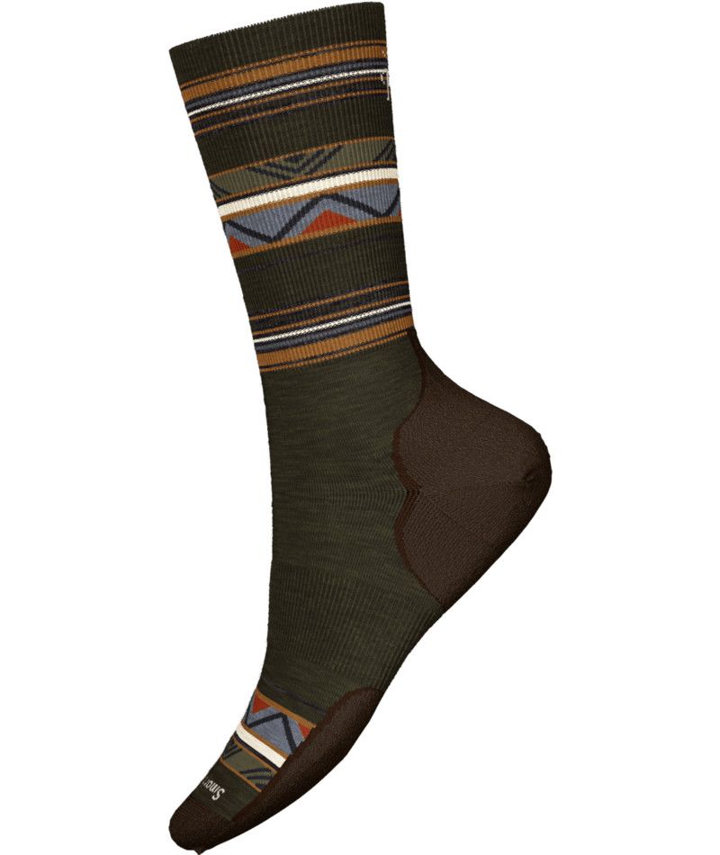 SMARTWOOL UNISEX EVERYDAY ZIG ZAG VALLEY CREW SOCKS 24, Color: MILITARY OLIVE, Size: MEDIUM