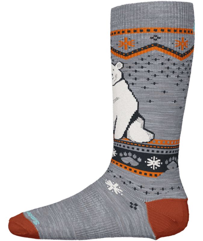 SMARTWOOL YOUTH WINTERSPORT FULL CUSHION POLAR BEAR PATTERN OTC SOCKS 24