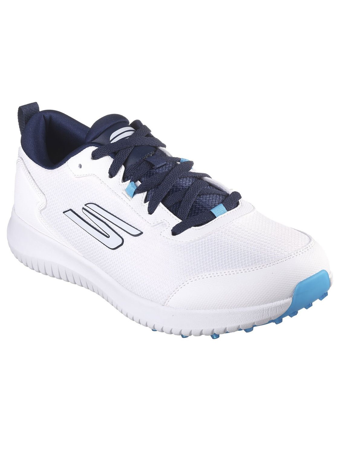 SKECHERS MENS GO GOLF MAX-FAIRWAY 4 SPIKELESS GOLF SHOES 24, Color: WHITE/NAVY, Size: 9