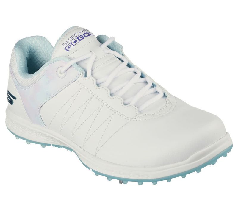 SKECHERS WOMENS GO GOLF PIVOT SPLASH SPIKELESS GOLF SHOES 24, Color: WHITE/MULTI, Size: 6