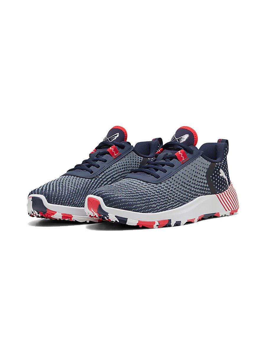 PUMA MENS VOLITION FUSION CRUSH SPORT SPIKELESS GOLF SHOES 24, Color: DEEP NAVY/STRONG RED/PUMA WHITE, Size: 9