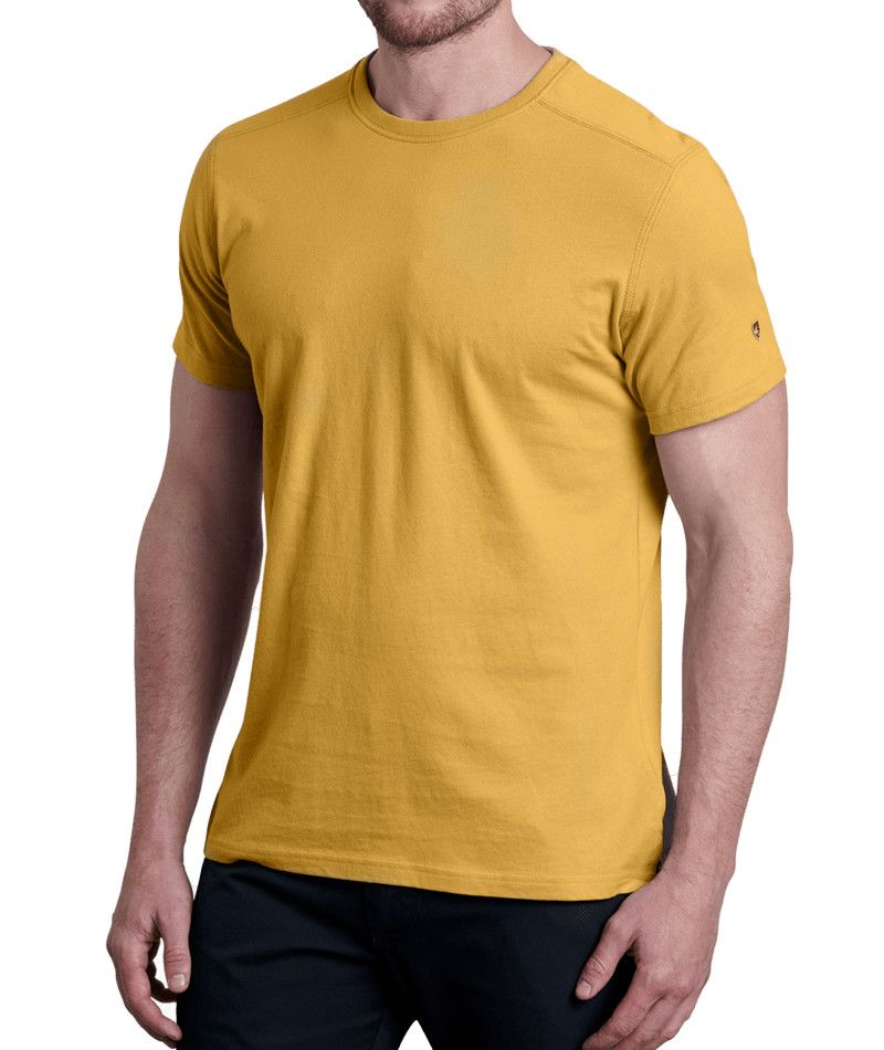 MAIN IMAGE OF KUHL MENS BRAVADO SHORT SLEEVE SHIRT IN FOOLS GOLD SMALL WITH WILDFIBRE™ COTTON