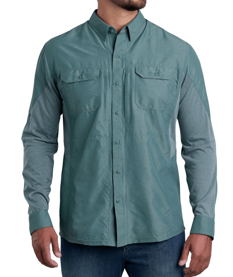 MAIN IMAGE OF KUHL MENS AIRSPEED LONG SLEEVE SHIRT IN DEEP WATERS SMALL WITH KÜHLDRY® AKTIV KNIT