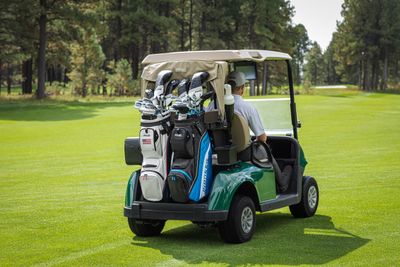 Spacious and durable golf cart bags, designed for easy access and organization of your clubs and accessories on the course.