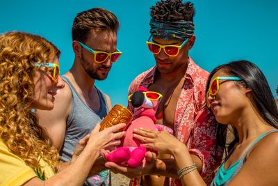 Unisex sunglasses with a stylish frame, UV protection, and durable lenses, designed for both fashion and eye protection.