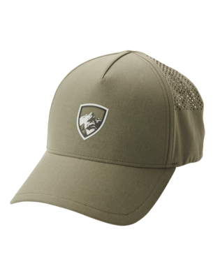 FRONT VIEW OF KUHL MENS FREEFLEX CAP IN SAGEWITH SOFT MECHANICAL STRETCH MOISTURE WICKING SOFTSHELL