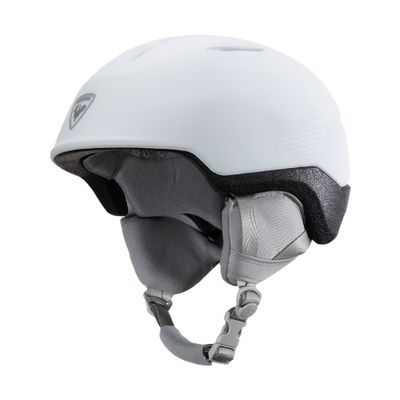FRONT VIEW OF ROSSIGNOL WOMENS FIT IMPACTS W HELMET FEATURES SHOCK ABSORPTION FOR PROTECTION AND IN…
