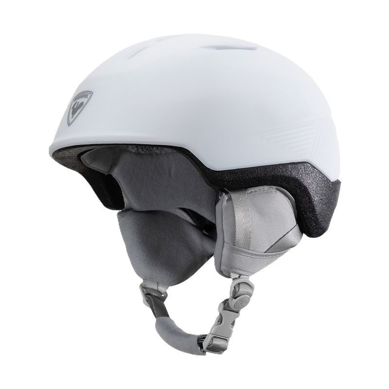 FRONT HELMET VIEW OF ROSSIGNOL WOMENS FIT  IMPACTS W HELMET IN WHITE WITH IMPACTS TECHNOLOGY