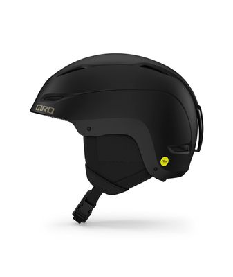 LEFT VIEW OF GIRO WOMENS CEVA MIPS HELMET IN MATTE BLACK WITH HARD SHELL CONSTRUCTION