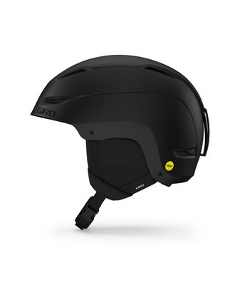LEFT VIEW OF GIRO UNISEX RATIO MIPS HELMET IN MATTE BLACK WITH HARD SHELL CONSTRUCTION