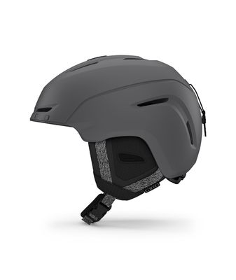 LEFT VIEW OF GIRO UNISEX NEO HELMET IN MATTE CHARCOAL WITH IN-MOLD CONSTRUCTION