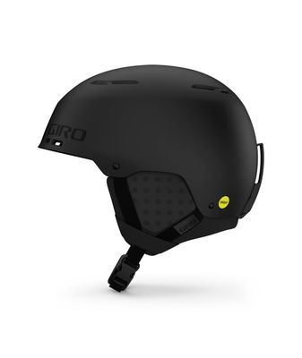 GIRO UNISEX EMERGE SPHERICAL HELMET 25 LEFT VIEW OF GIRO UNISEX EMERGE SPHERICAL HELMET IN MATTE BLACK WITH MIPS® SPHERICAL